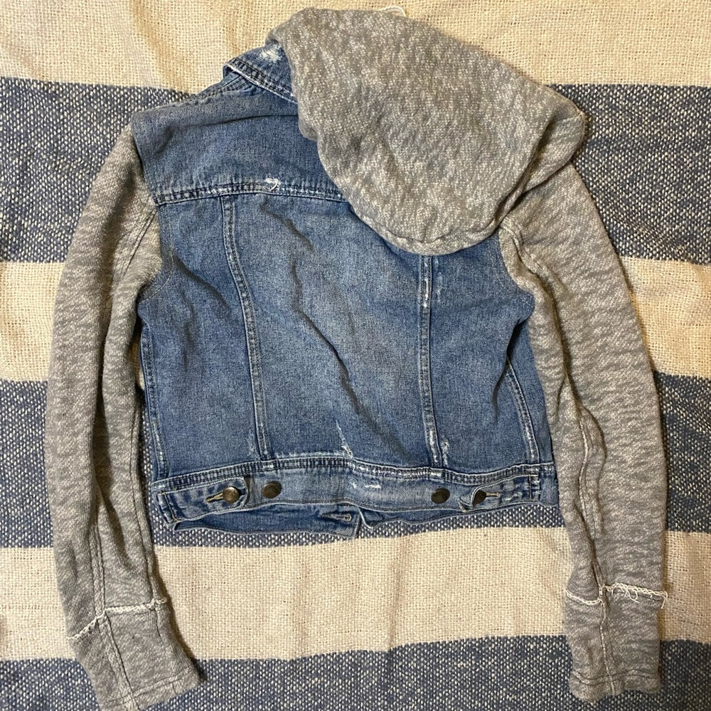 FREE PEOPLE distressed denim hooded jacket - Picture 2 of 3